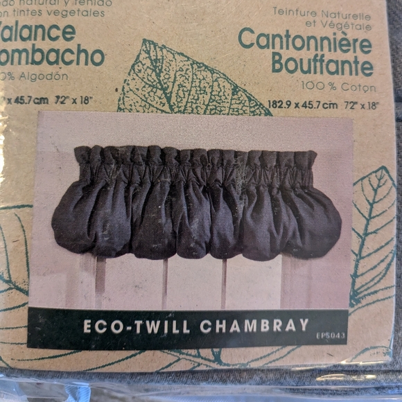 NEW Chambray Cotton Gray Balloon Valance Eco-Twill Park Smith 72"x 18” INDIA NWT - Picture 3 of 6